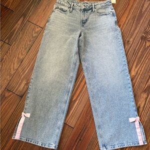 No Boundaries Light Blue Jeans with Pink Details